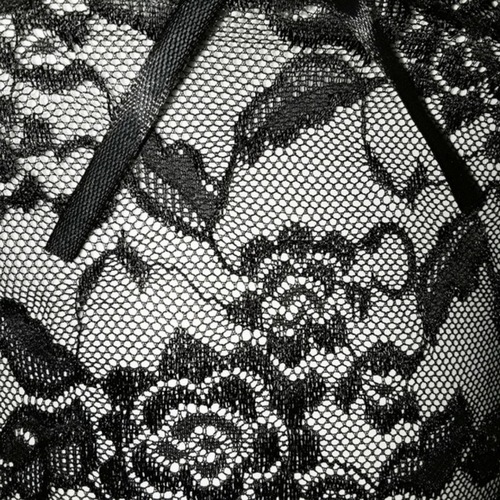 Black Rose Sheer Lace Bralette Cheeky Panty Set - Picture 6 of 8